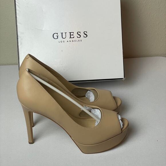 Guess Cacei Peep Toe Platform Pumps Tan Size - 9.5 - Picture 3 of 7